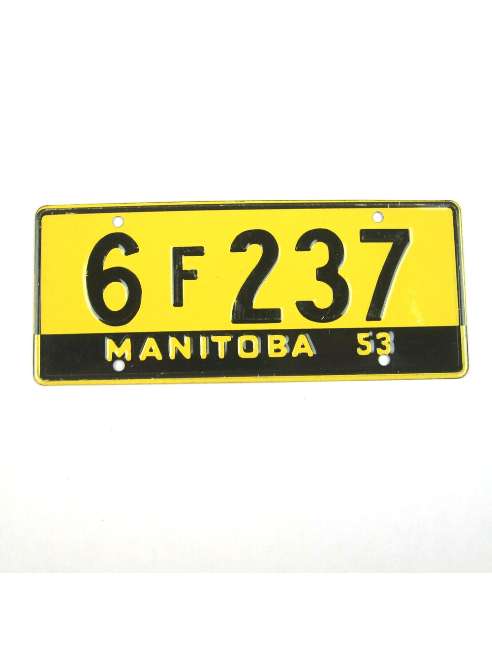 Vintage 1953 Wheaties Cereal Manitoba Canada Metal Bicycle License Plate Yellow